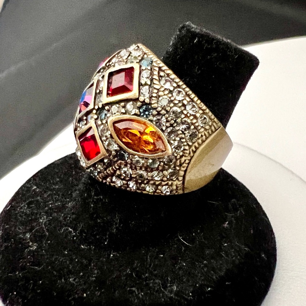 Heidi Daus Cocktail Ring Multi Colored Stones Bro… - image 4